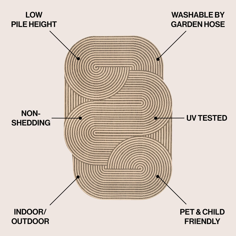 Margot Modern Geometric Arch Stripe Indoor/Outdoor Shaped Area Rug