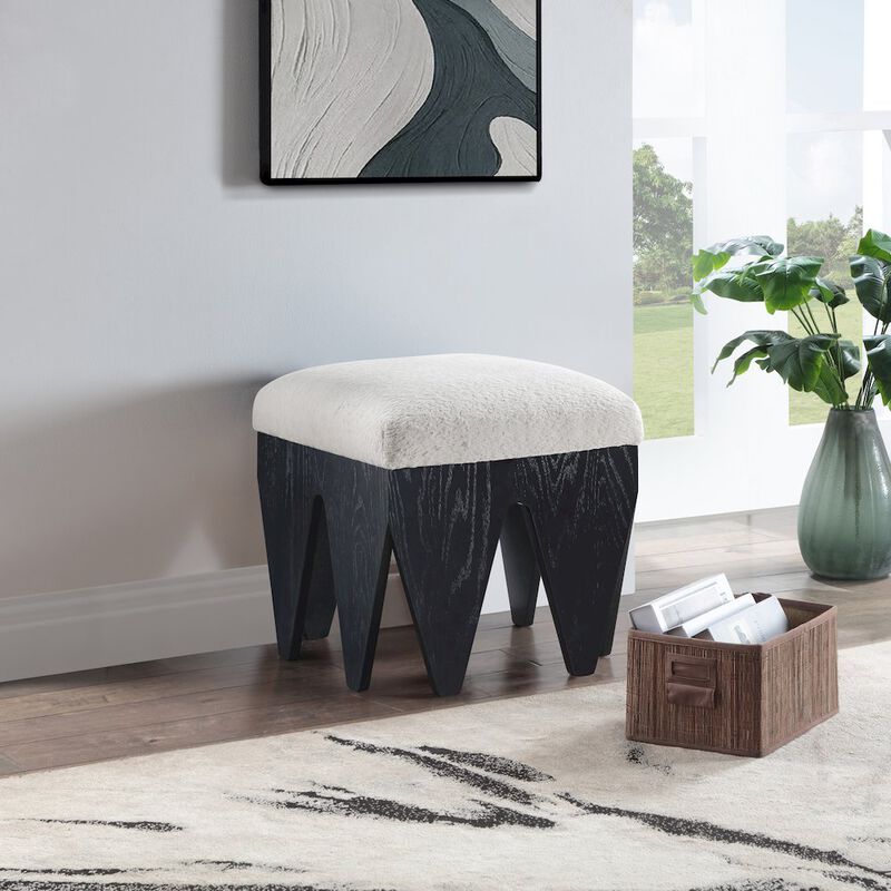 Meridian Furniture Altair Cream Velour Fur Fabric Bench