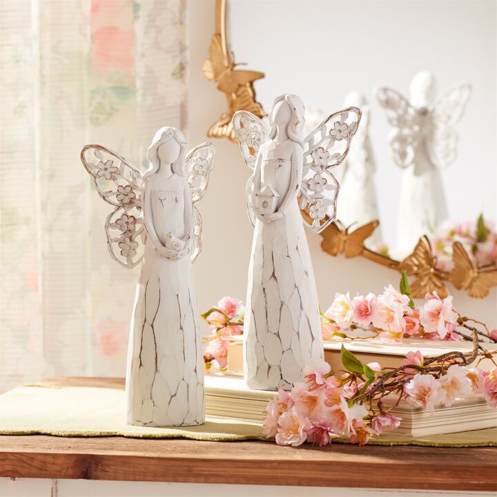 Set of 4 Butterfly Wing Angel Figurines for Shelf, Mantel, or Tabletop Decor