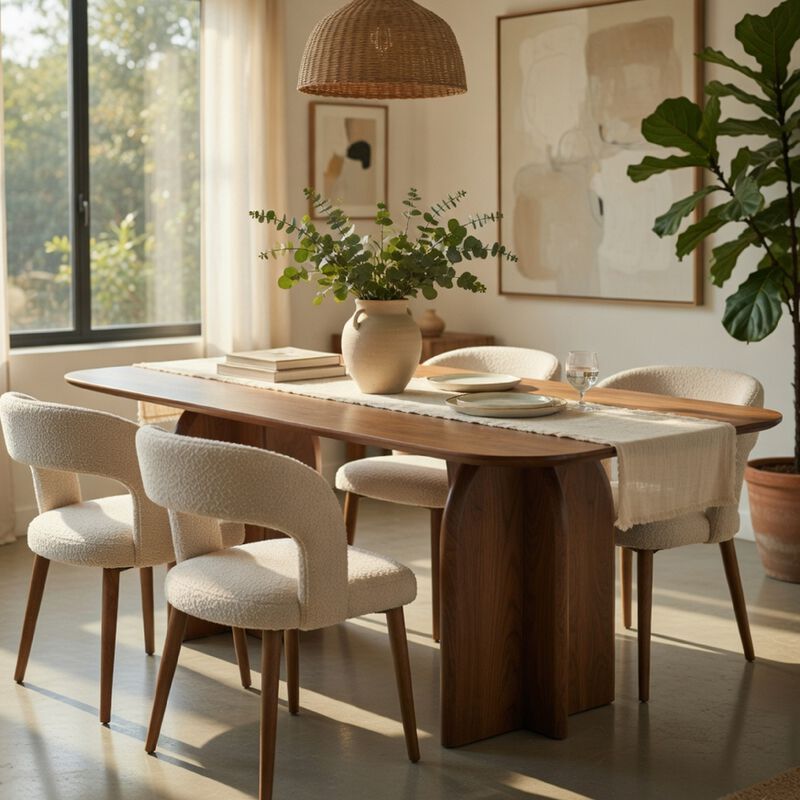Dio Dining Table, 94 Inch Top, Cross Pedestal Base, Dark Walnut Brown image number 1