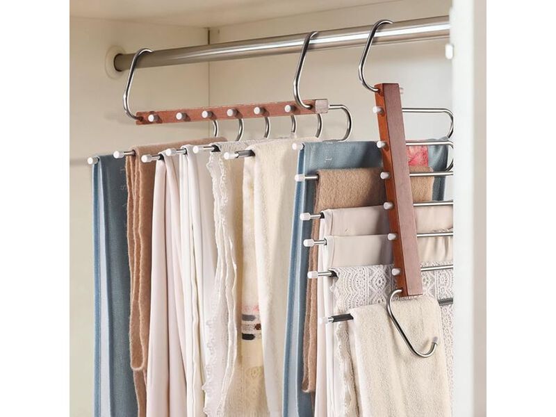 2-Pack Wooden Pants Hangers | Space-Saving Closet Organizer, Anti-Slip Design image number 1