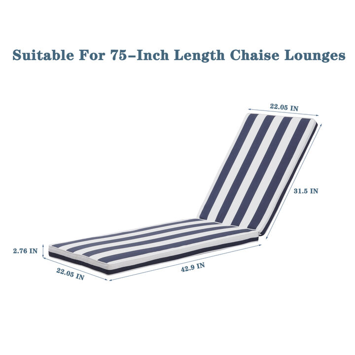 2PCS Set Outdoor Lounge Chair Cushion Replacement Patio Furniture Seat Cushion Chaise Lounge Cushion