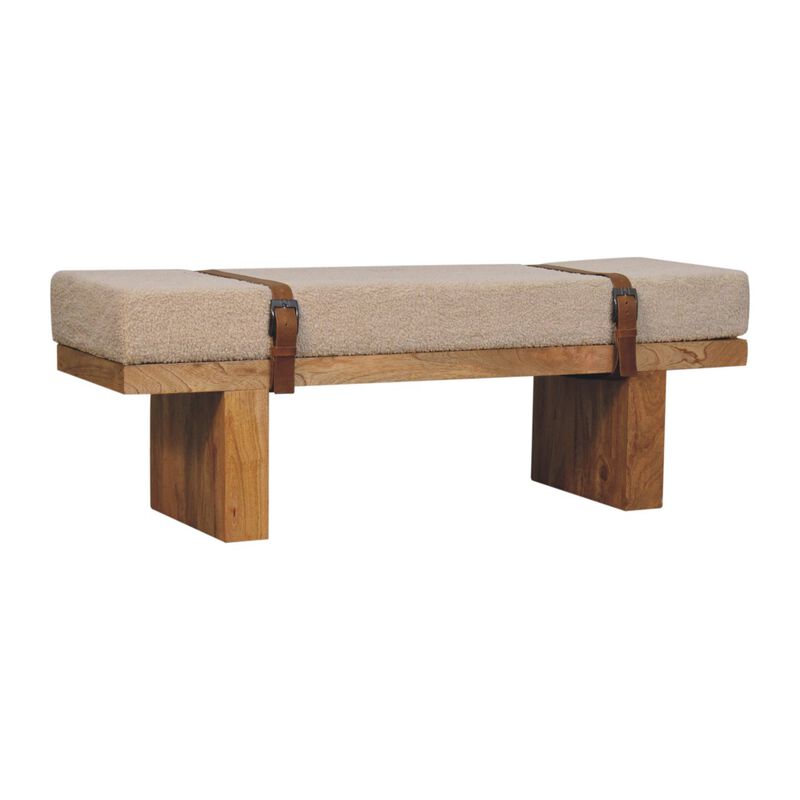 Artisan Furniture Solid Wood Belmont Cream Boucle Bench