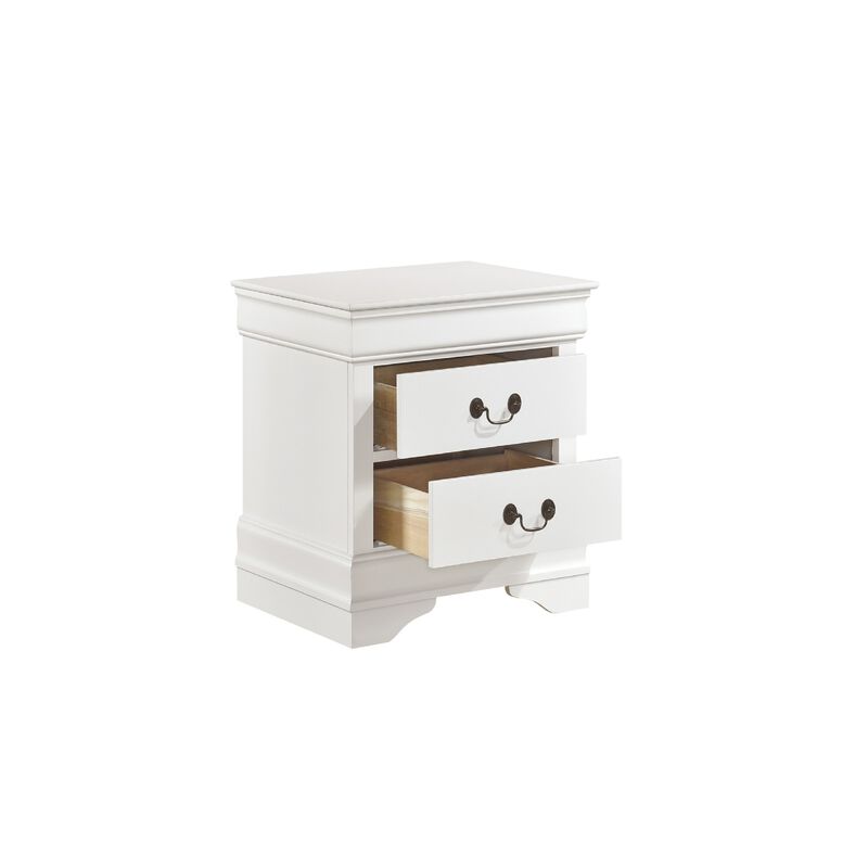 Full Size Bedroom Set, Traditional Carved Wood Design, White Finish, 4-Piece Set with Bed, Nightstands and Dresser image number 4