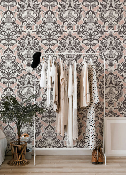 Sadie Blush Parisian Damask Wallpaper