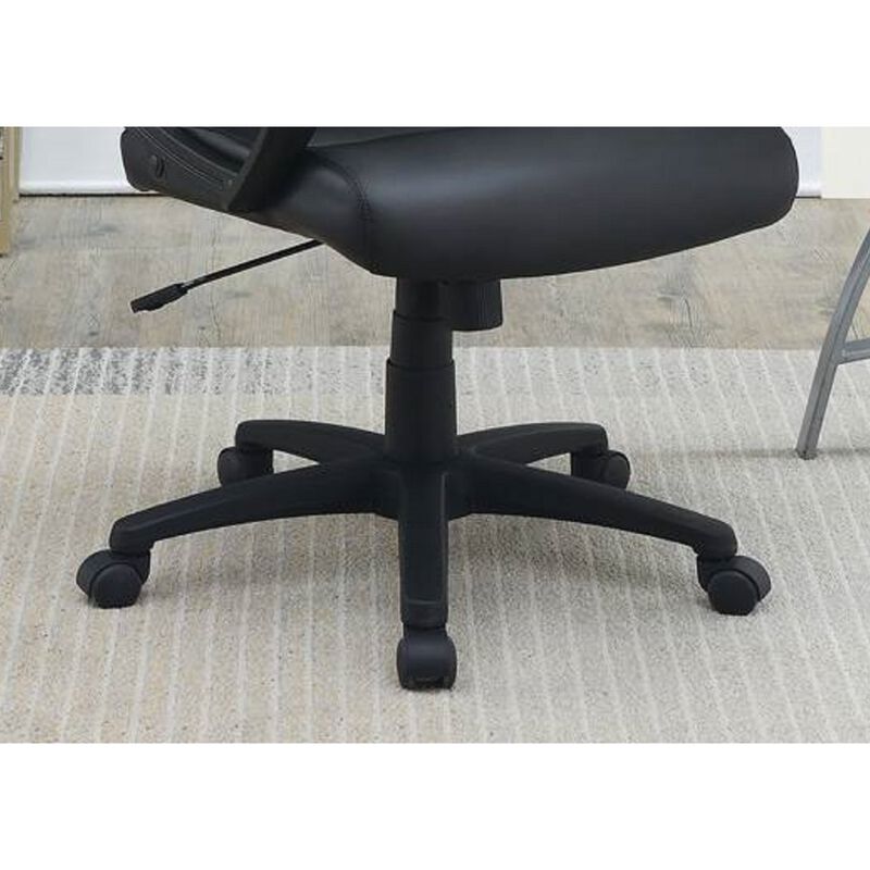 Black Faux leather Cushioned Upholstered 1pc Office Chair Adjustable Height Desk Chair Relax image number 3