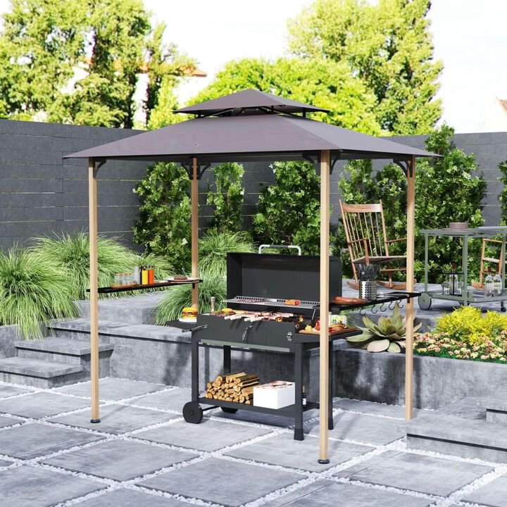 Hivvago 8x5 BBQ Grill Gazebo with 2 Shelves and 10 Hooks
