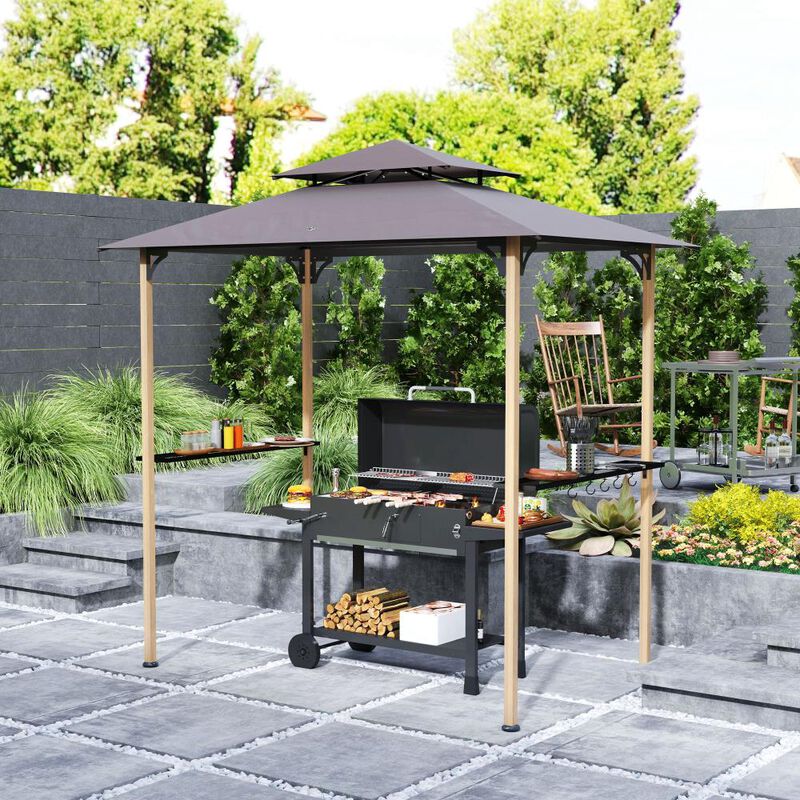 Hivvago 8x5 BBQ Grill Gazebo with 2 Shelves and 10 Hooks image number 1