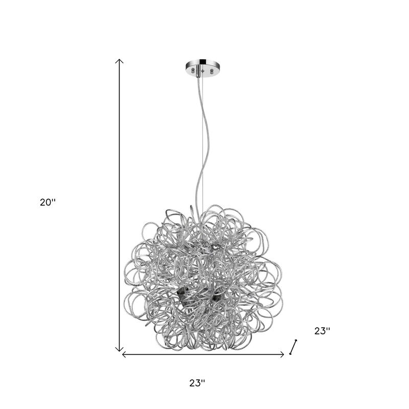 Hivvago Mingle 4-Light Polished Chrome Pendant With Faceted Chrome Aluminum Wire Shade