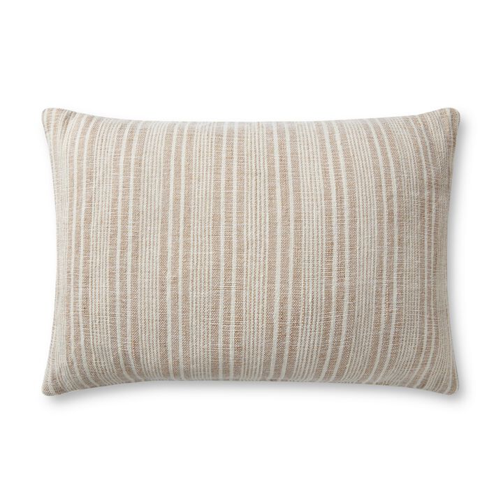 Elaine PMH0038 Cream/Beige 16''x26'' Polyester Pillow by Magnolia Home by Joanna Gaines x Loloi, Set of Two