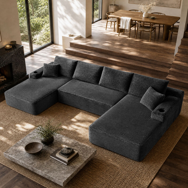 Wesnum U-Shape Cloud Sectional Sofa image number 3