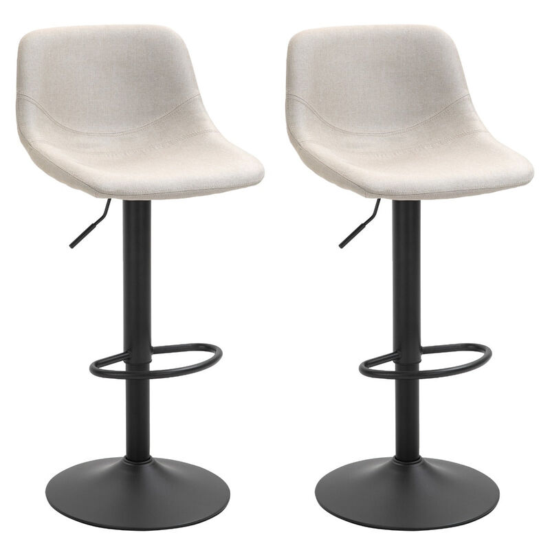 Cream White Bar Seats: Set of 2 Adjustable Swivel Padded Bar Stools