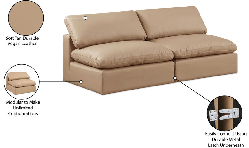 Meridian Furniture Comfy Tan Vegan Leather Modular Sofa