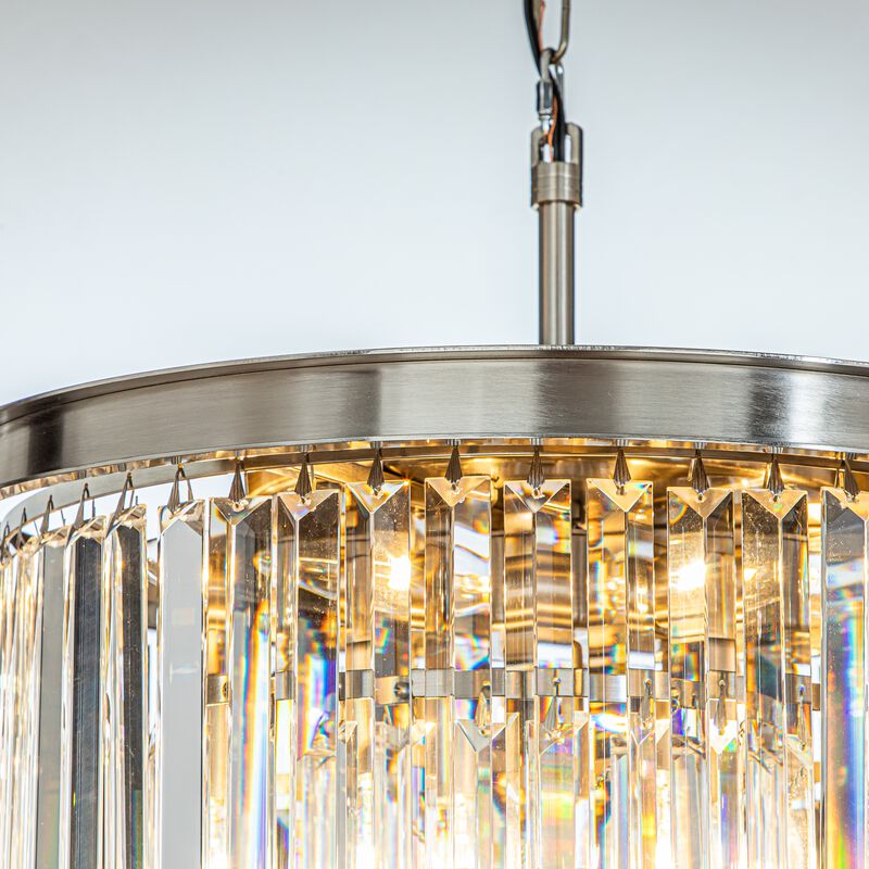 6-Lights Modern Polished Nickel 3-Tier Round Crystal Fringe Chandelier image number 3