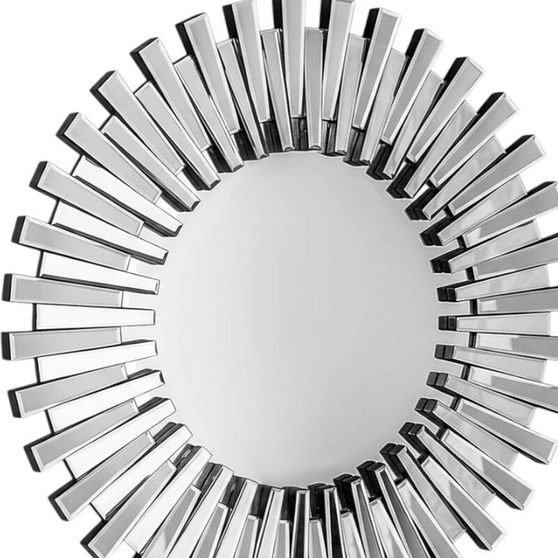 HomeRoots 18" Silver Glass Sunburst Framed Accent Mirror image number 2