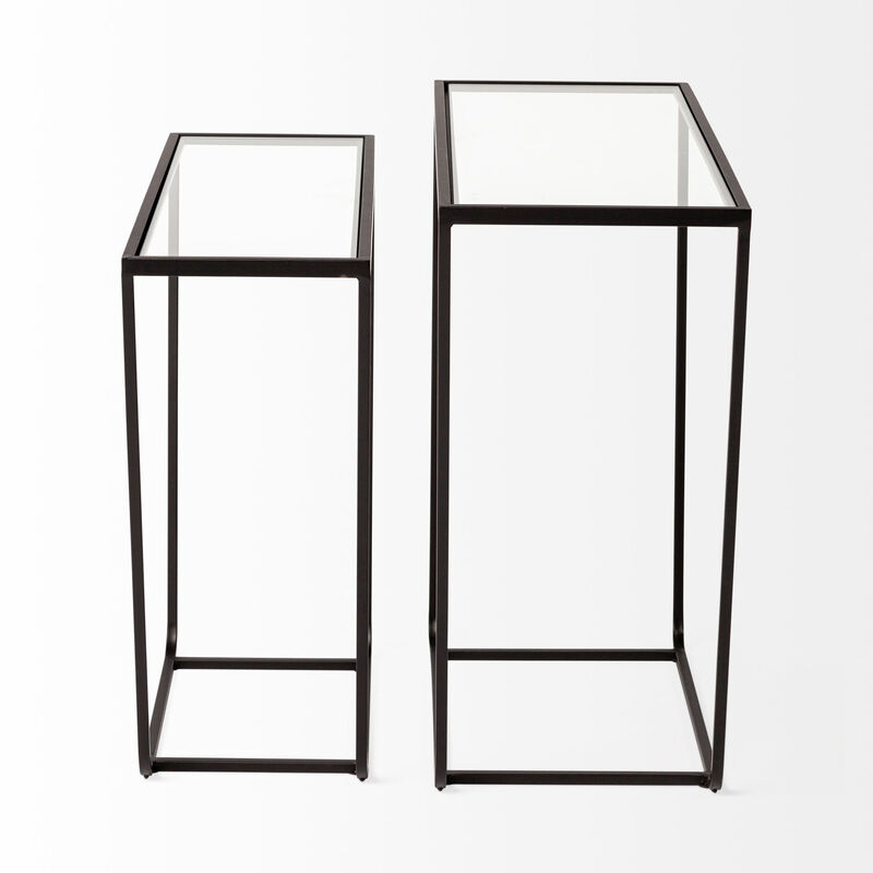 HomeRoots 10" Clear Glass and Metal Frame Console Table image number 3