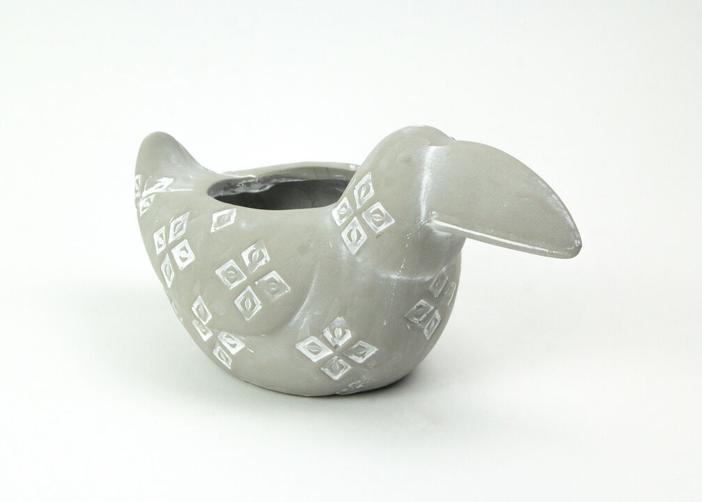 Southwestern Style Gray Terracotta Toucan Planter Pot 4.75 Inches High