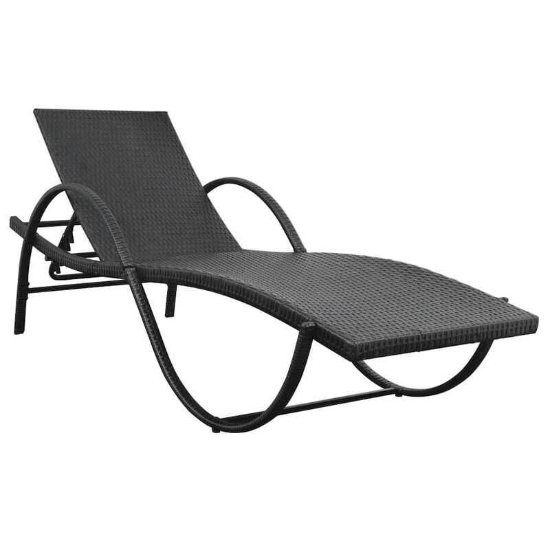 Sun Lounger Set of 3 Black Powder-coated steel frame, PE rattan
