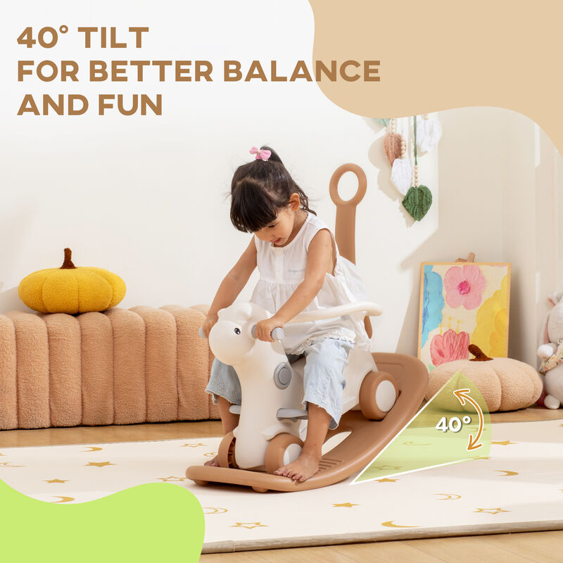 BreeBe 4-in-1 Kids Rocking Horse with Parent Push Handle image number 4