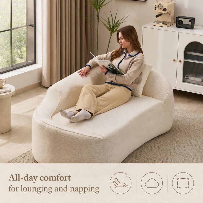 GOODSILO Curved Indoor Chaise Lounge Chair Modern Deep Seating Sleeper Sofa with Throw Pillow for Living Room Bedroom Apartment Small Spaces image number 4