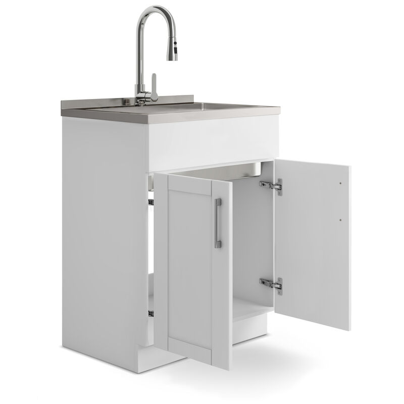 Modern Wide Shaker All-In-One 28-inch Laundry Utility Sink and Cabinet