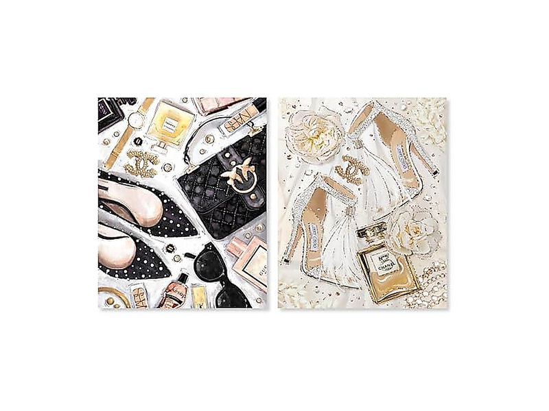 Golden Glam Luxe Canvas Wall Decor Set 2 Gallery Wrapped 20 X 24 Inch image number 0