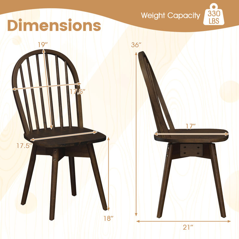 Set of 4 Swivel Windsor Dining Chairs with Solid Rubberwood Frames image number 2