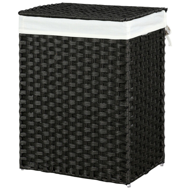 23.8 Gallon Synthetic Rattan Laundry Basket with Lid 90L Hamper image number 0