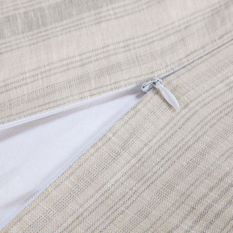 French Flax Linen King Variegated Stripe Duvet Cover Set in Natural image number 5