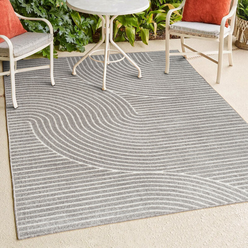 Hallie High-Low Minimalist Curve Geometric Indoor/Outdoor Area Rug