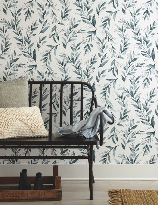 Magnolia Home Olive Branch Teal Peel & Stick Wallpaper