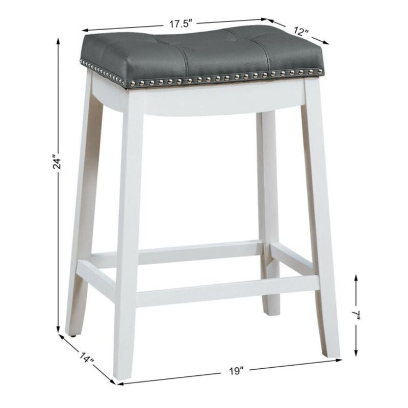 Hivvago Set of 2 24-Inch Height Backless Counter Stool with Footrest