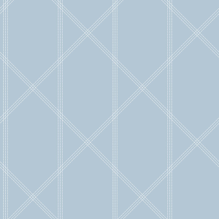 Walcott Light Blue Stitched Trellis Wallpaper (Set of 2)