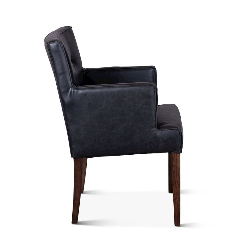 World Interiors Aven Armchair in Black Leather with Dark Legs image number 2