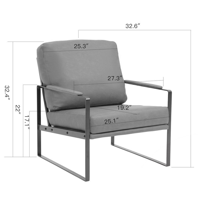 Glamour Home Ayume Brown Faux Leather Accent Chair with Black Iron Legs