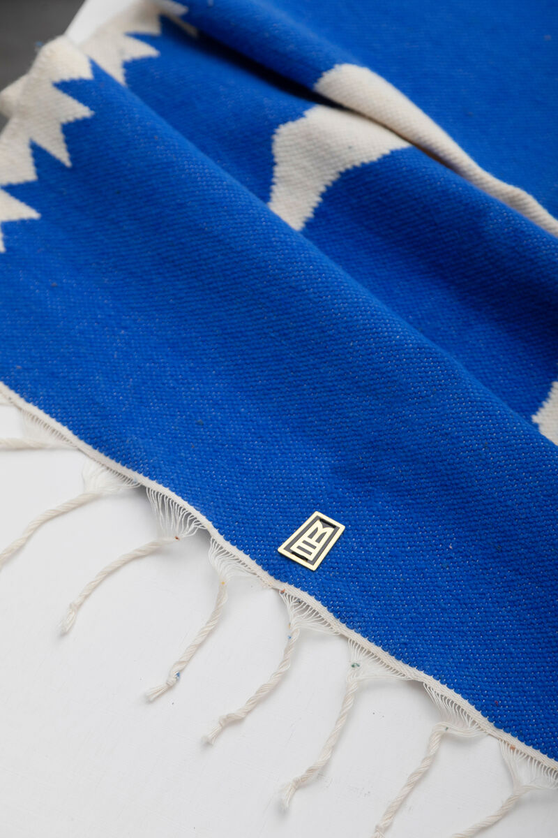 LLAMA Sheep Wool Handwoven Tapestry, Aged Bronze Wall Mount, Lapis Blue