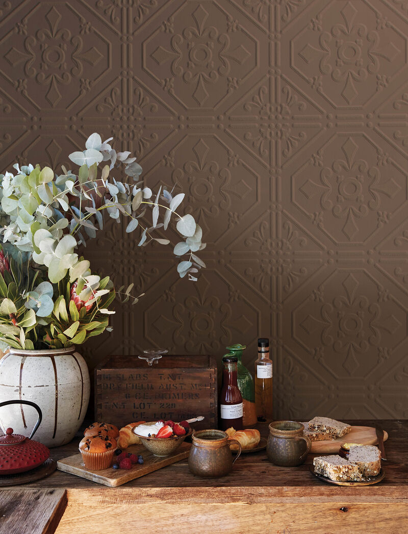 Brooklyn White Tin Paintable Wallpaper image number 1