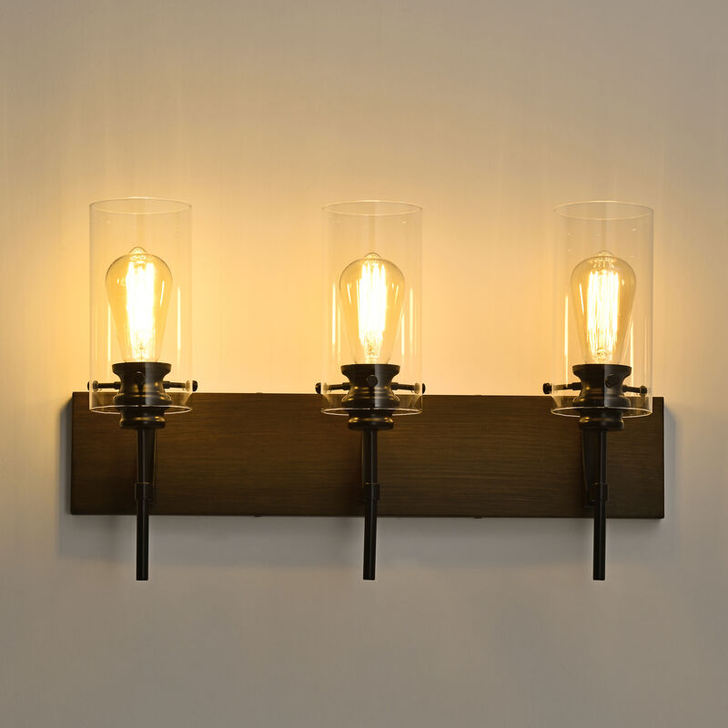 ELEMENT ACE 3-Light Wall Mounted Bathroom Vanity Light Fixture with Clear Glass Shade, Over Mirror Lighting for Kitchen, Bedroom, Hallway, Dining Room image number 8