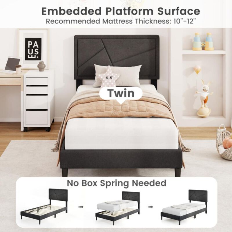 Hivvago Upholstered Platform Bed Frame with High Headboard