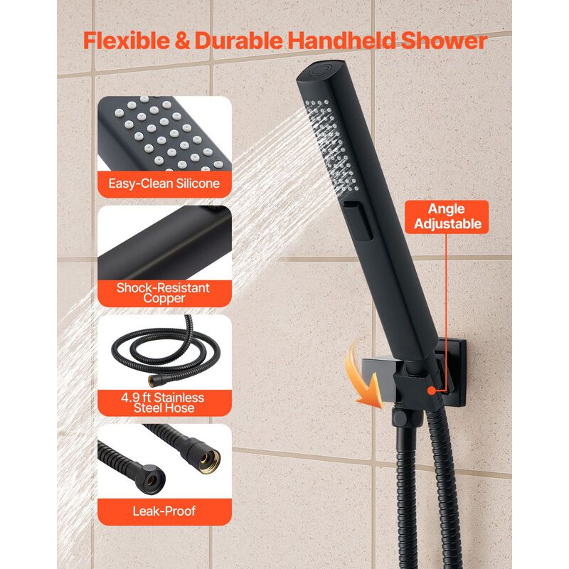 10 Inch Ceiling Mount Rainfall Shower System with Handheld Spray image number 3