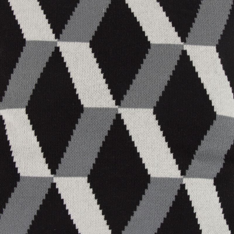 20 x 20 Inch Cashmere Pillow with Zig Zag Pattern, Black and Gray image number 2