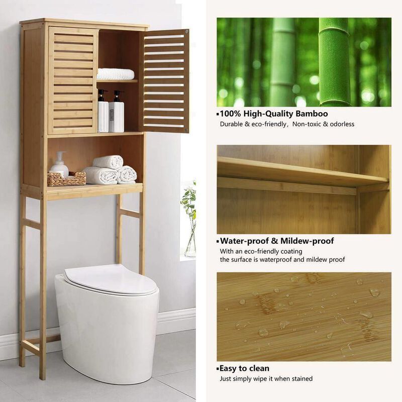 Hivvago Over the Toilet Bathroom Storage Cabinet Shelving Unit in White Wood Finish