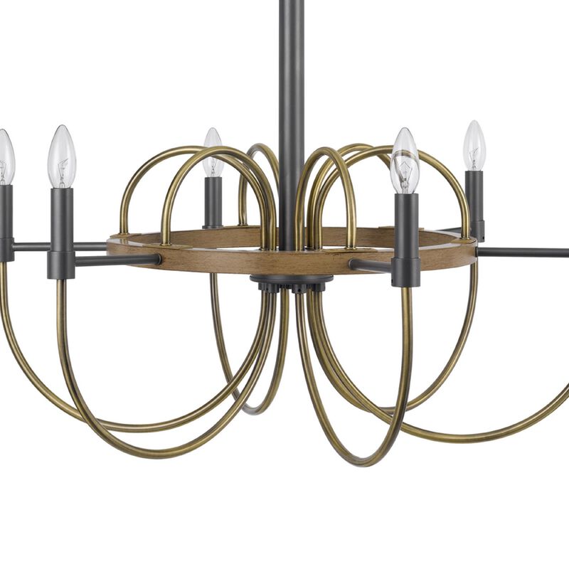 6-Light Candelabra Chandelier, 31 Inch Antique Brass and Dark Bronze image number 6