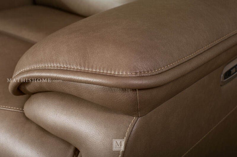 Malcesine Dual Power Reclining Leather Loveseat with Console image number 4
