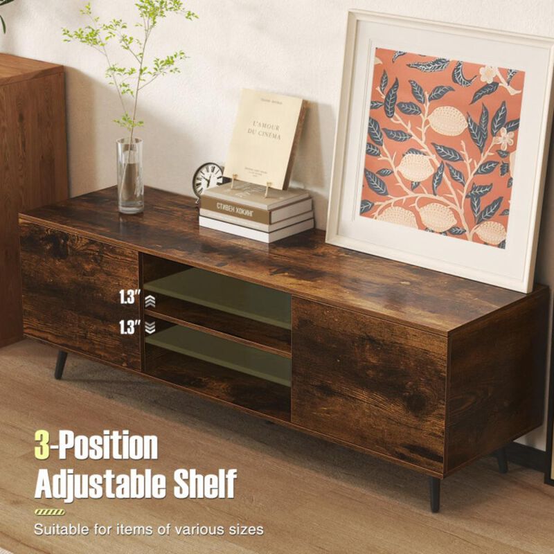 Hivvago TV Stand with Power Outlets and Adjustable Shelf for 60 Inch TVs