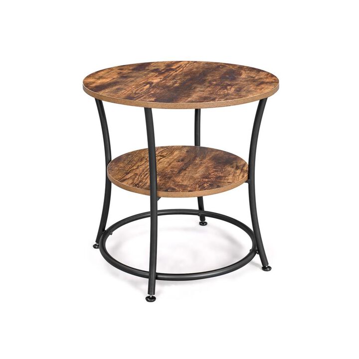 Hivvago Industrial 2 Layers Round Side Table