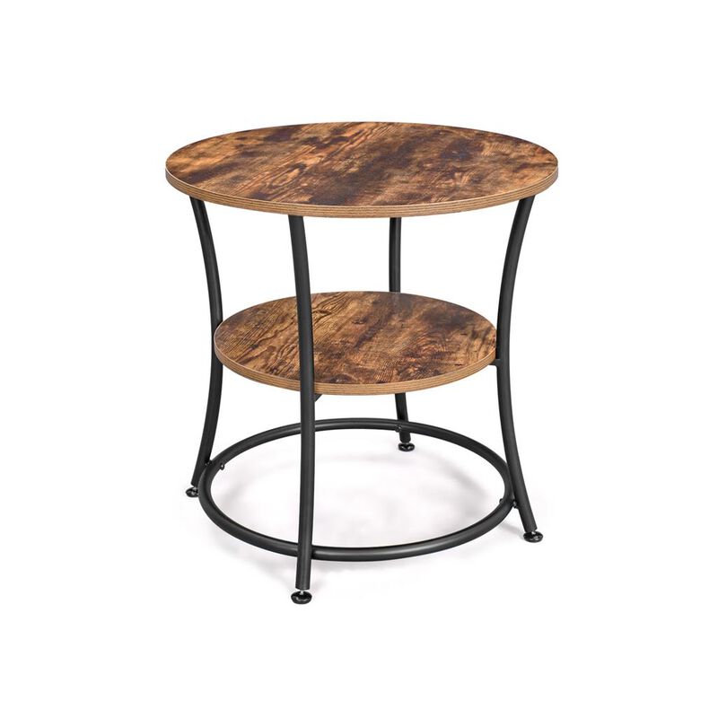 Small Round End Table with 2 Shelves &ndash; Ideal for Compact Living Spaces or Minimalist Interiors