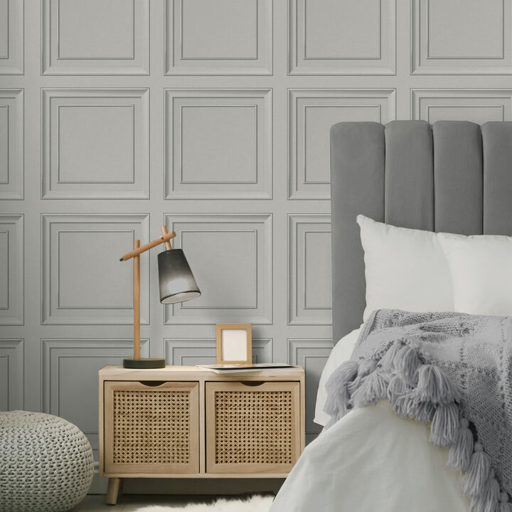 Distinctive Grey Square Panel Wallpaper (Set of 2)