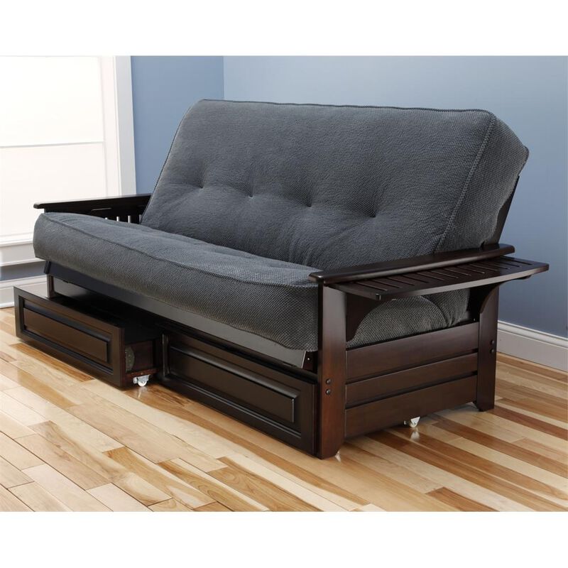 Phoenix Frame-Espresso Finish-Marmont Thunder Mattress-Storage Drawers