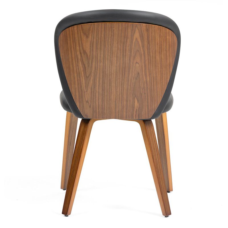 Glamour Home Set of 2 Bexter Black Faux Leather Dining Chair with Walnut Wood Legs